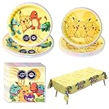 GOACRS Partygeschirr Set, 41 Stück Cartoon Anime Pappgeschirr mit Pappteller Servietten Tischdecke, Bunte Papier Teller, Kinder Geburtstag Party Geschirr Tischdeko Zubehör für 10 Personen
