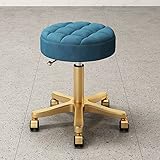 HIGOH Runde Rollhocker, Pu -Ledersitzhöhe Verstellbarer Drehhocker Mit Rädern Für Salon Tattoo Work Office Massage/Dunkelblau