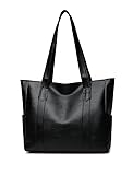 YXQSED Henkeltaschen Damen PU Leder Groß Shopper DamenGross Henkeltaschen Tasche Student Schultasche Arbeit Handtaschen für Damen Schultertaschen Damentaschen Weich Umhängetasche-Schwarz