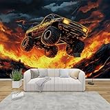 PaxGloz Fototapete Offroad Auto Tapete Monster Truck Tapeten Vliestapete Modern Wandtapete Wohnzimmer Schlafzimmer Kinderzimmer Wanddeko Motivtapeten 200 x 140 cm (B x H)