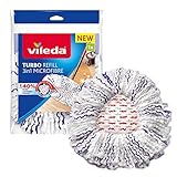 Vileda Turbo 3in1 EasyWring&Clean Wischmopp Ersatzköpfe, Mikrofaser Moppköpfe mit Kraftfasern für Vileda Turbo Sets, ideal für Hartböden, Farbe Lila Weiß, 1er Pack