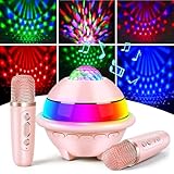 Charmofun Karaoke Anlage mit 2 Mikrofonen, Tragbare Bluetooth Karaoke Maschine Kinder mit Disco Licht und 5 Toneffekten, Bluetooth Lautsprecher für Kinder, Musik Geschenk Spielzeug für Weihnachten