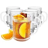 KONZEPT Teegläser mit Henkel Set 6er, 350 ml, geriffelte, ideal als Kaffeegläser