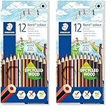 Staedtler Buntstifte Noris colour, rutschfeste Soft-Oberfläche, hohe Bruchfestigkeit, Made from Upcycled Wood, Sechskantformat, Set mit 12 Hautfarben-Varianten im Kartonetui, 185 C12POW