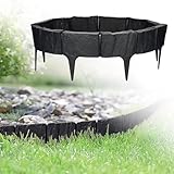 GARDENIX Stein Rasenkante Kunststoff - Beetumrandung Steinoptik, 3.9m Gartenpalisade, Beeteinfassung Anthrazit, 5 Module, UV-beständig Beetzaun, Gartenpalisade Vielseitig Einsetzbar