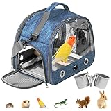 WIYETY Transportbox Transportbehälter für Vögel: Rucksack für Vögel mit Sitzstange und Edelstahl Tablett, Leichter Atmungsaktiver Transportbox, Haustier Reisekäfig für Papageien Sittiche (Typ 1)
