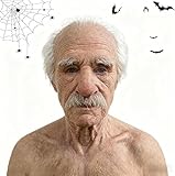 Pipihome Alter Mann Maske, Halloween Masken Horror, Realistische Latex Maske Männer, Halloween Mask-e Kostüm Erwachsene, Maskenball Karneval Cosplay