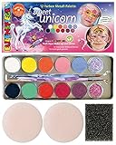 Eulenspiegel 212264 - Schminkpalette Sweet Unicorn, vegan, Einhorn, Schminkset, Kinderschminken, Karneval, Fasching & 181119 - Profi-Aqua Schminke, Schwarz, 20 ml, vegan