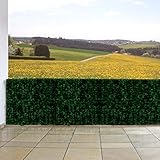 Mendler Balkonsichtschutz N77, Sichtschutz Windschutz Verkleidung für Balkon Terrasse Zaun - 300x150cm Blatt dunkel