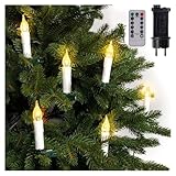 TobeBright 50er Lichterkette Weihnachtsbaum LED 2W, Weihnachtsbaumkerzen mit Clips 230V - Warmweiß 2700K LED Kerzen mit Fernbedienung for Weihnachtsdekoration, 28M Lang