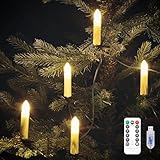 Gresonic 30 Stück Kerze Weihnachtsbaum mit Clips, USB mit weißen Feen Leuchten glänzend warm 8 Modi Timer pa elektrisch Dimmbar für die Feier zu Hause Dekor