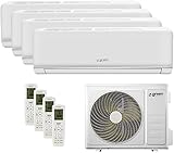 Green Electric Plus Quadri-Split-Klimaanlage, Klimagerät mit Wärmepumpe, 4 Inneneinheiten zu je 12.000 BTU und 1 Außeneinheit, WLAN, Energieeffizienz A++/A+, geringer Stromverbrauch