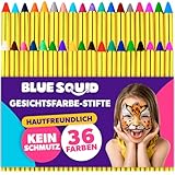 Blue Squid Kinderschminke Set, 36 Farben Gesichtsfarbe Schminkstifte, Kinder Schminkset Ideal für Partys Mädchen, Gesichtsfarben, Halloween, Fasching, Karnavel Professionelle Schminke
