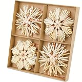 16x Strohsterne Christbaumschmuck groß Ø 10cm I Weihnachtsbaumanhänger I Weihnachtsbaumschmuck Strohsterne Retro I Kristbaum Schmuck Baumschmuck Weihnachten