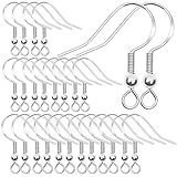 80 Stück Edelstahl Ohrringhaken,Ohrhänger Ohrhaken,Hypoallergenes Ohrring Haken Set,Ohrring Verschlüssen und Biegeringen zur Herstellung für DIY Ohrring Machen-925 Silber
