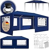 CASARIA® Pavillon 3x6m UV-Schutz 18m² Dachösen Wasserabweisend 6 Seitenteile Stabil Festival Festzelt Partyzelt Fenster Gartenzelt Fest Blau