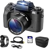 Digitalkamera 4K, CCN 64MP Fotokamera mit 3.0' Touchscreen, 16X Digitalzoom Kompaktkamera mit WiFi Funktion, mit Kameratasche, Haube, 32GB TF-Karte, Schwarz