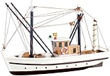 Playtastic Modellbau Schiffe: 40-teiliger Schiff-Bausatz Fischkutter aus Holz (Schiffsmodell, Bausatz Boot Kinder, Alte Modelle Selberbauen)