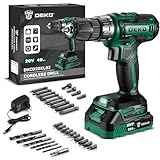 Akkuschrauber Akku Bohrschrauber Akkubohrer Bohrmaschine Schrauber set：DEKOPRO 20V 30 tlg Zubehör 18+1 Drehmomentstufen Schlagbohrschrauber 40Nm Max 2-Gang Bohrer LED Licht - Für Haus Reparatur DIY