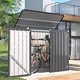 YODOLLA Outdoor Mülltonnenbox mit Gasdruckfeder, Wetterfest Gerätehaus Abschließbar Gartenschuppen für den Außenbereich, 150,6 x 80 x 117,6cm, 1300L (Dunkelgrau)