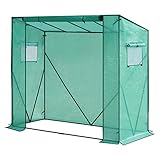 WOLTU Foliengewächshaus Tomatengewächshaus Treibhaus Gartenhaus Frühbeet Tomatenhaus Gemüse Gewächshaus überwinterungszelt für Pflanzen Transparent 200x77x146/169cm Grün