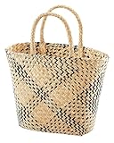Kobolo Tasche Seegras, schwarz-beige, 45x20x30 cm, handgefertigte Henkeltasche, nachhaltige & leichte Shoppertasche für Einkauf, Strand & Alltag