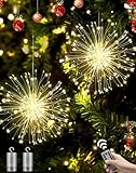 Joysing Feuerwerk Lichterkette 2 Stück 150 LED Weihnachtsbeleuchtung Batteriebetrieben mit Fernbedienung, 8 Modi Weihnachtslicht Wasserdicht Weihnachtsdeko Fenster für Außen Innen Deko- Warmweiß