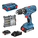 Bosch Professional 18V System Akku Schlagbohrschrauber GSB 18V-21 (inkl. 2x 2.0Ah Akku, 40tlg. Zubehör Set, L-BOXX) - Amazon Exclusive