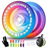 MAGICYOYO Kinder Yoyo K1-Plus, Responsive Yoyo für Kinder, Professionelles Stunt Yoyo für Anfänger, Profi Trick Yoyo mit Yoyo Aufbewahrungstasche, 12 Yoyo Saiten und Yo-Yo Handschuh(Crystal Tirclour)