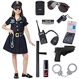 Spooktacular Creations Polizei Kostüm Kinder Polizistin Kostüm Mädchen Cop Kostüm Outfit Set für Halloween Dress Up Party, Rollenspiel, Karneval Cosplay, Mottoparty(Medium 8-10 Jahre)