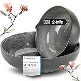 Moritz & Moritz VIDA Servierschalen Set Anthrazit - 2x Große Schalen aus hochwertigem Porzellan, Modern & Zeitlos, Mikrowellen- & Spülmaschinengeeignet - Perfekt für Salate, Pasta, Snacks & mehr