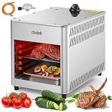 Newhai Gas-Steak-Broiler, 760 °C, kommerzieller Steakgrill, tragbarer Propan-Steak-Räucher-Broiler, Edelstahl, schnelles Kochen für Outdoor-Picknick, Rindfleisch, Huhn, Gemüse