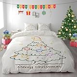 LLSZAHD Weihnachtsbaum Bettwäsche 200×200cm, Sterne Muster bettwäsche-Sets, Mikrofaser Bettbezug mit Reißverschluss und Kissenbezug 80×80cm
