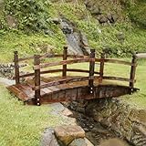CMYUN Gartenbrücke Natürliche Gartenbrücke für Draußen/Kleine Fußgängerbrücke mit Geländer, Karbonisierte Bach-Teichbrücken Als Gartendeko, Dekorative Holzbrücken Im Retro-Stil