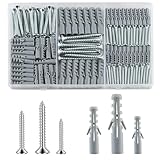 230 Stk Schrauben und Dübel Set (115 Schlagdübel, 115 Gipskartonschrauben), Mauerwerksziegel Betonwand Selbstbohrende Schrauben und Gipskartondübel Bolzen, M3,5/M4/M5/M6/M8