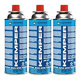 KEMPER - 3er Set Gaskartuschen 227g Butangas Flasche Campingherd BBQ Einfache Handhabung