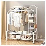WLCNYL Bodenstehende Kleiderständer, freistehende Kleiderbügel, Kleiderstange, tragbarer Wäscheständer, kommerzieller Kleiderständer/weiß/130 cm