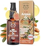 BIONOBLE Arganöl Bio Kaltgepresst in Marokko - Repariert & Nährt, Anti-Aging - Arganöl Haare, Gesicht, Haut - Vegan Argan Oil, 100% Natürlichen Ursprungs - Glasflasche mit Pumpe und Pipette - 50ml