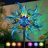 pearlstar Solar Windrad Garten, Windspiel mit 6 farbigen LED-Leuchten – Wetterfestes Windspiel für Draußen Stehend, Gartendeko für Terrasse, Rasen und Balkon