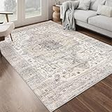 Strloepr Waschbarer Teppich Groß Wohnzimmer Schlafzimmer Esszimmer Büro,Rugs for Living Room,Vintage Traditionell Beige, Grau, Weiß Floral Vintage,Mehrfarbig, 200 x 305 cm