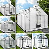 BRAST® Gewächshaus Aluminium mit Fundament rostfrei 38 Modelle 190x190x195cm - 490x250x235cm TÜV geprüft 6mm Platten 250x190x195cm Silber