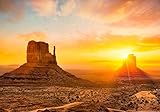 wandmotiv24 Fototapete Monument Valley, L 300 x 210 cm - 6 Teile, Wanddeko, Wandbild, Wandtapete, USA, Wüste, Abendstimmung M0287