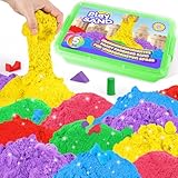 AtMini Kinetischer Sand Regenbogen Mix Set 5kg Spielsand with 6 Farbe Knetsand für kinder Sandbox mit Deckel für kinder 3 4 5 6 7+ Jahre Alt（Smaragdgrün）