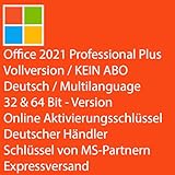 Lizenz für Microsoft Office 2021 Professional Plus Key | VOLLVERSION/KEIN ABO | 1 PC/NOTEBOOK | 32 & 64 Bit - Online Aktivierungsschlüssel - Expressversand