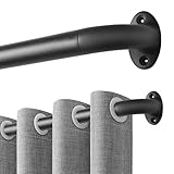 Qlfyuu Gardinenstange Schwarz Metall Vorhangstangen Ausziehbar 76-230cm, 25mm Durchmesser Gardinenstange für Schlafzimmer, Wohnzimmer, Verdunkelungsvorhänge