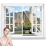 Fliegengitter BalkonFenster Magnet,150x105cm Netz Insektenschutz Tür Ohne Bohren Magnetvorhang,Automatisch Verschließen Moskitonetz,Fliegenvorhang für Terrassentür Balkontür Weiß