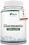 Glucosamin Glucosaminsulfat 1500mg 2KCI Hochdosiert - 365 Tabletten - 12 monate vorrat - Versorgung für ein Jahr - Hochwertig - Von Nu U Nutrition