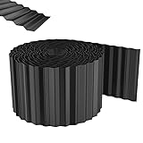 Aufun Rasenkante Metall 15m, Wellen verzinkt Beetbegrenzung, 15cm Höhe, Raseneinfassung Ideal für Rasenbegrenzung, flexibel Beetumrandung für Gartenliebhaber und Landschaftsgestaltung, Anthrazit