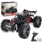 Carox Ferngesteuertes Auto,2.4 GHz 25 km/h RC Auto,1:18 Off Road Monstertruck mit Scheinwerfer und Fahrgestellbeleuchtung Crawler Truck Spielzeug