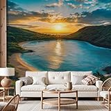 Vlies Fototapete Natur Landschaft 250x175 cm - Seen Fototapeten - Sonnenaufgang/Sonnenuntergang Tapeten - für Wohnzimmer Schlafzimmer - Vliestapete Wandtapete Tapete